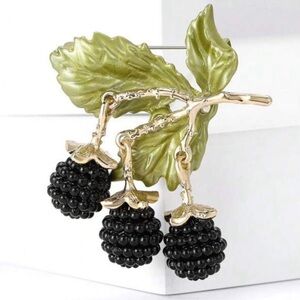 Beaded Blackberry Branch Brooch 18k Gold Plated New BlackBerry brooch